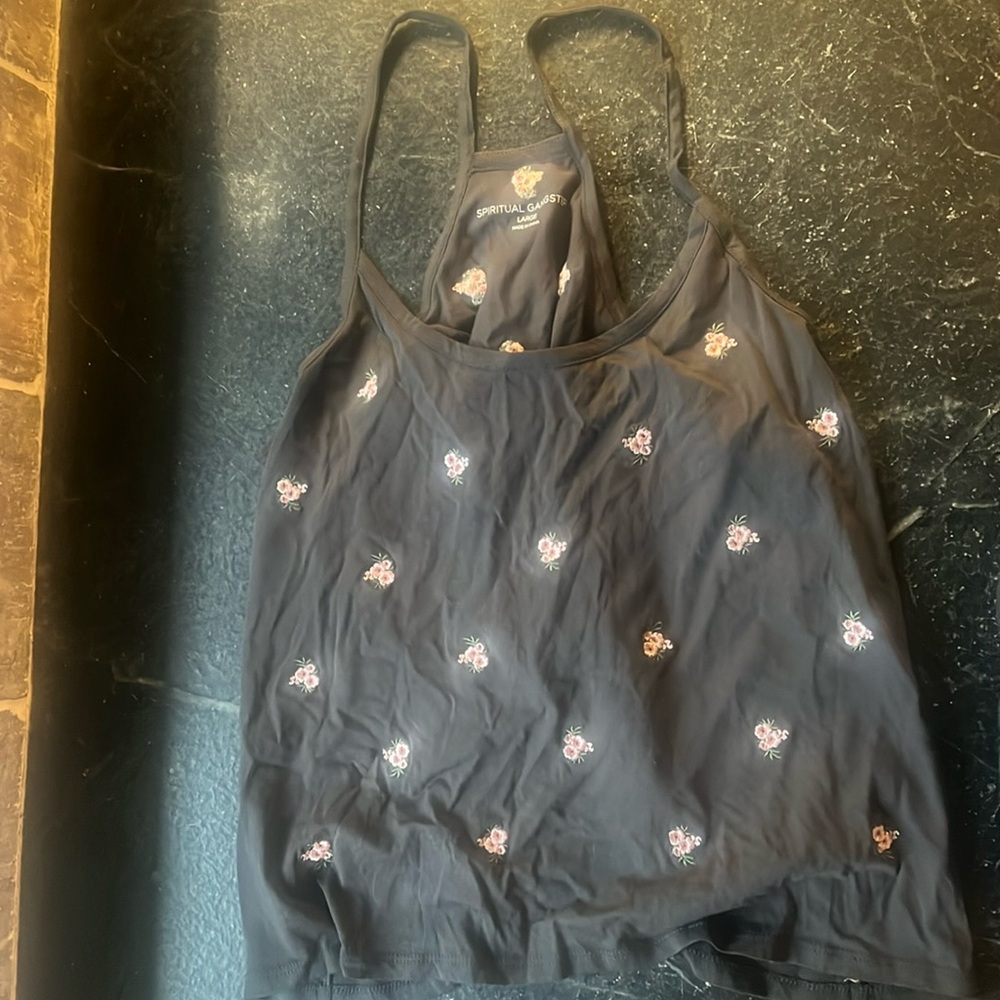 Spiritual gangster tank top with flowers